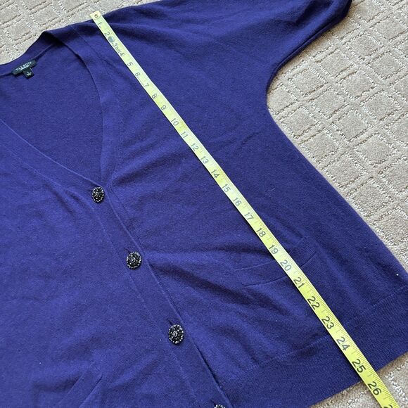 TALBOTS Cashmere Angora Lambswool Jeweled Button Cardigan Sweater Large Purple - Picture 6 of 8